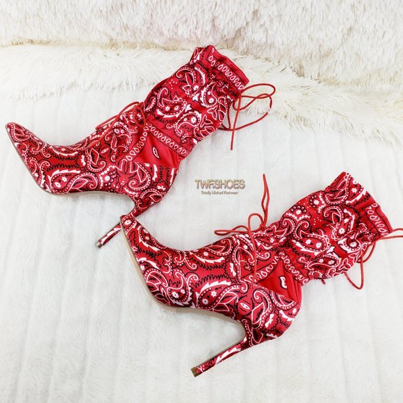 Drawstring 4" Stiletto High Heel Mid Calf Boots 8.5 LAST ONE - Picture 3 of 11